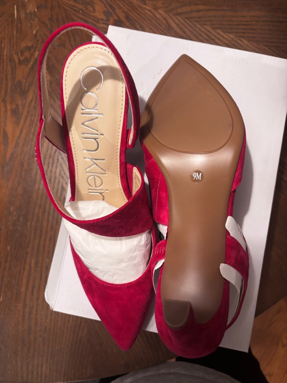 Calvin Klein Larin Slingback Heels Medium Pink 660 Suede Pointed Toe Size 9M - Picture 4 of 8